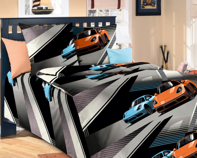 Постельное белье Скорость 1 Перкаль серый